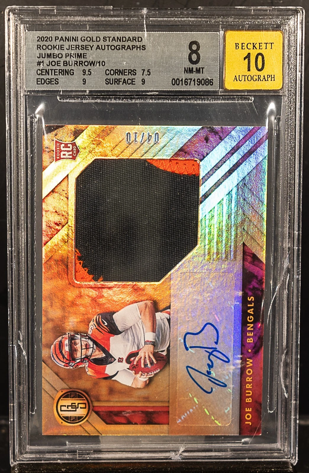 Joe Burrow Panini Gold Standard Rookie Jersey Autographs Jumbo #JB NFL Shield 1/1