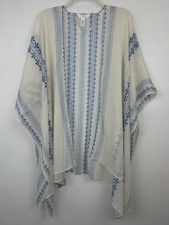 Lauren Conrad Kimono Womens One Size Blue Open Poncho Wrap Boho Flowy Hippie
