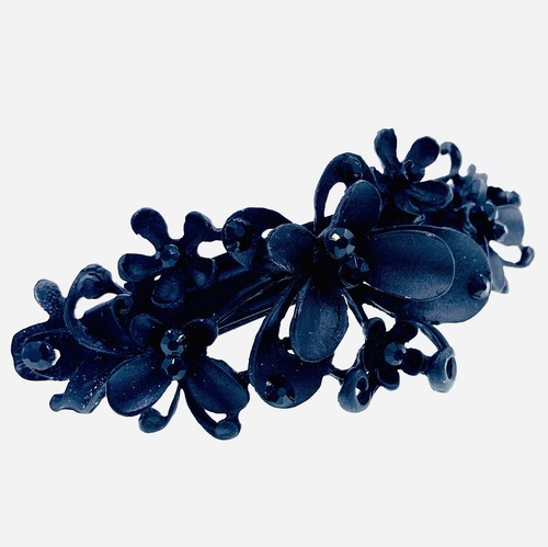 USA Butterfly BARRETTE Hair Clip Hairpin Rhinestone Crystal Elegant BLACK B10 - Picture 2 of 6