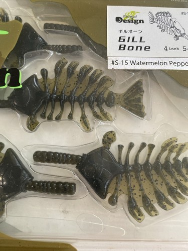 IMAKATSU KASUMI DESIGN SOFTBAIT Gill Bone 4 inch 5 count #S-15 WATERMELON PEPPER - Picture 4 of 6