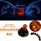 4x T3 Replacement Bulbs and Base 12V Instrument Dashboard Warning Light ORANGE