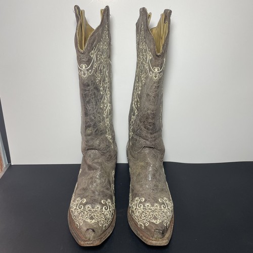 Corral Women's Size 11 Medium Snip Toe Crater with Bone Embroidery Western Boots - Picture 2 of 10