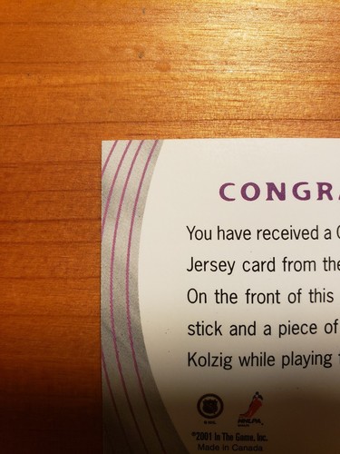 2001-02 ITG Parkhurst Olaf Kolzig Dual Memorabilia Game Used Stick & Jersey - Picture 9 of 10