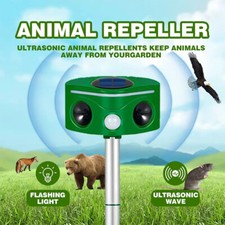 Upgraded Solar Ultrasonic Animal Repellent Dog Cat Skunk Deer Raccoon For Garden