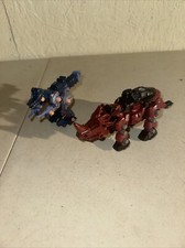 ZOIDS 2002 TOMY Hasbro Figures Toys Lot of 2 Blue Dinosaur Red Horn