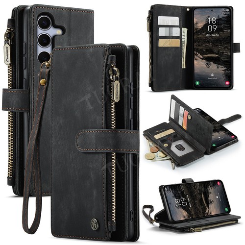Leather Zipper Wallet Phone Case For Samsung Galaxy S25 S24 Ultra S23 S22 S21 FE - Zdjęcie 15 z 64