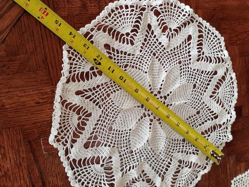 Vintage gehäkeltes rundes Deckchen, weiß, 14", groß, - Bild 6 von 6