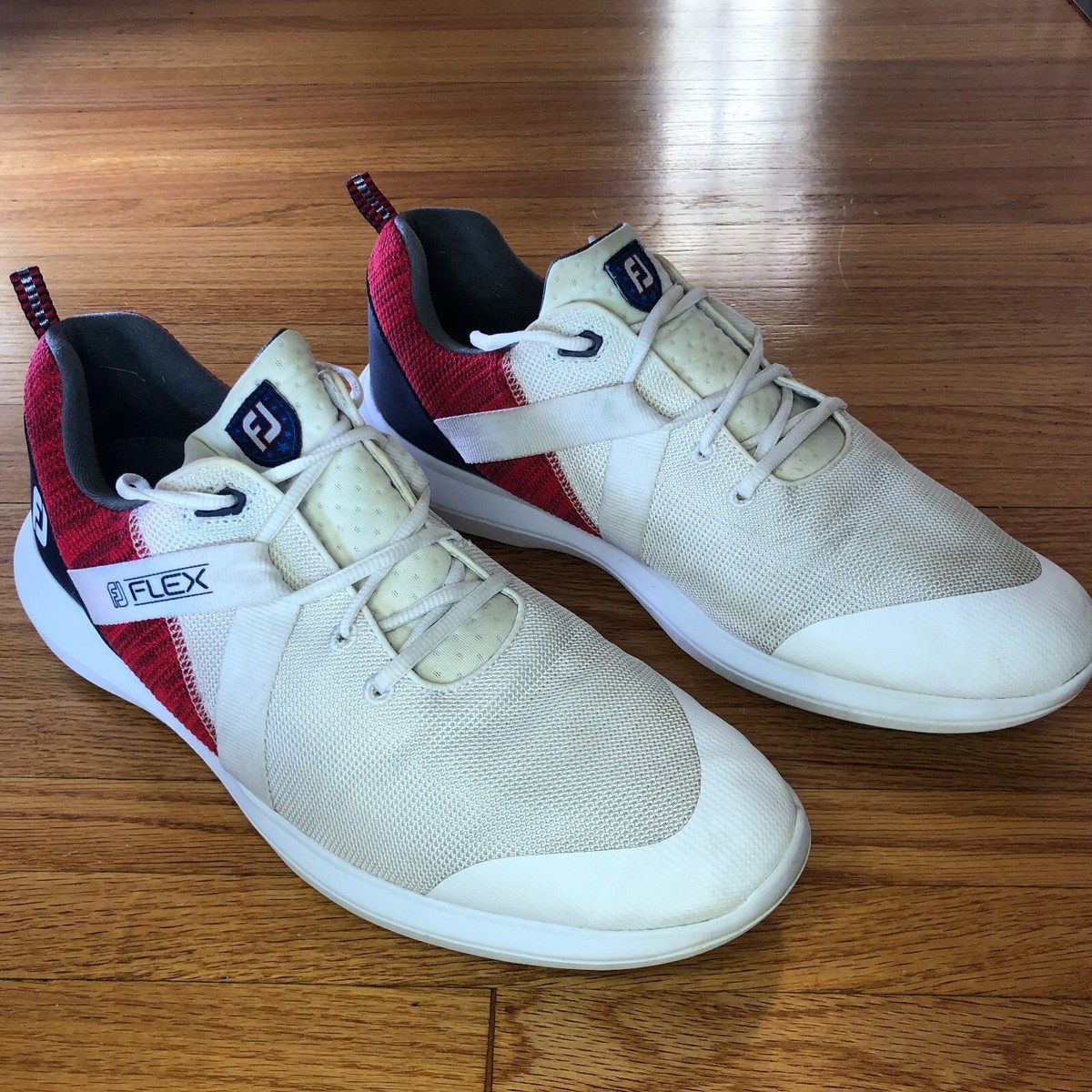 Foot Joy Flex Golf Shoes Men\'s 11 White Red Navy Blue 56104 New Mens FOOTJOY ORIGINALS GOLF SHOE 57023 WHITE / NAVY US 7  main image 4