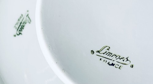 Limoges Frankreich LIM429 Porzellan handbemalt Gold Floral 9" Standfuß Kuchenständer - Bild 8 von 8