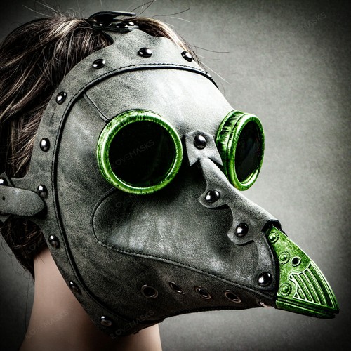 Doctor de la peste gris ajustable con gafas verdes veneno máscara de mascarada de pico de pájaro - Imagen 11 de 11