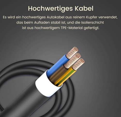 5M Schaltbar Type2 16A 3.5KW EV Ladegerät Tragbare 1Phase Box ladekabel EU - Bild 5 von 8