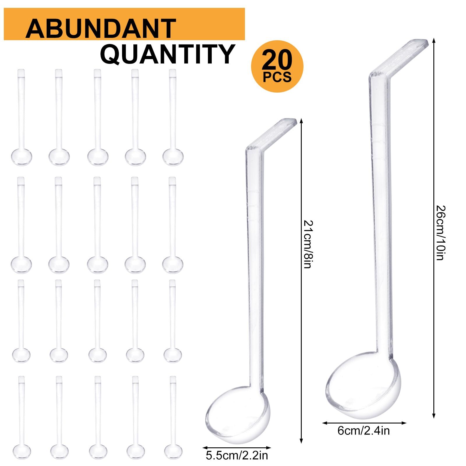 20Pcs Clear Long Handled Gravy Ladles 1oz &2oz Plastic Small Spoons