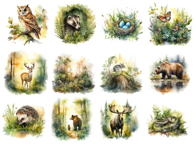 MARKENLOS Bügelbild Bügelmotiv Waldtiere Fuchs Wolf Bär Junge Mädchen verschiedene Größen