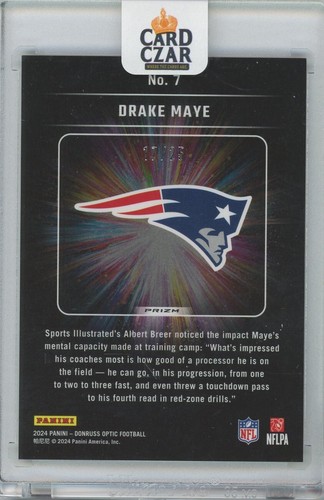 2024 Donruss Optic DRAKE MAYE Light It Up Black Pandora Prizm /25 RC Rookie SS - Picture 2 of 2