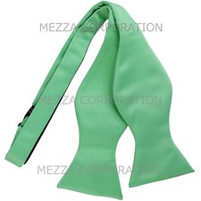 New in box men's self tied bowtie solid 100 polyester formal aqua green wedding