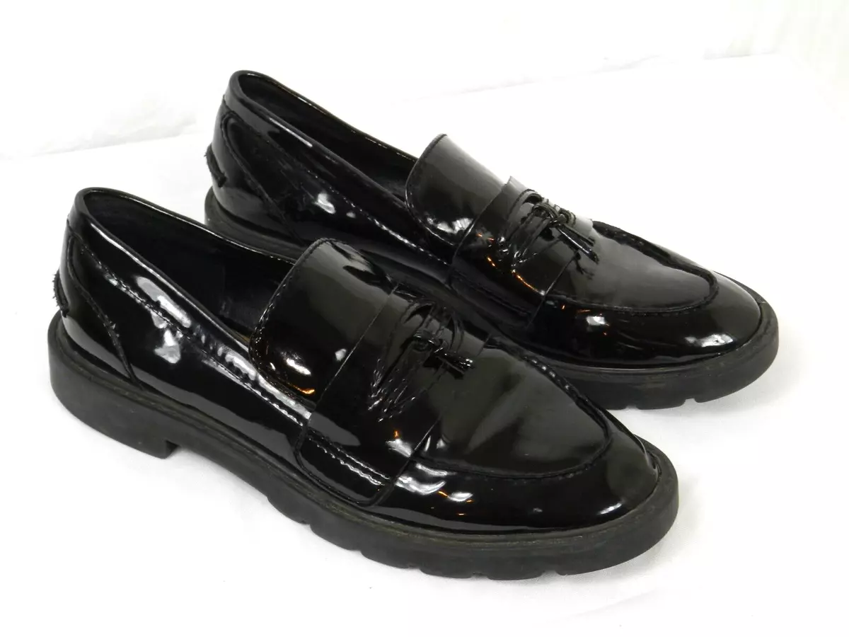 Tahari Shoes Womens 6 M Loafers Black Leather Casual Slip On Flats