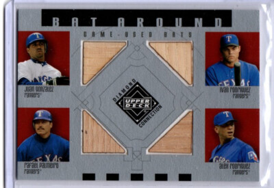 2002 UD Diamond Connection Baseball Gonzalez Palmeiro Rodriguez QUAD BAT INSERT