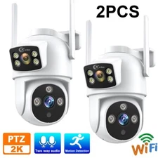 2PK 8MP WiFi Cameras Wireless Security Camera System 360° Dual Lens Dual Video