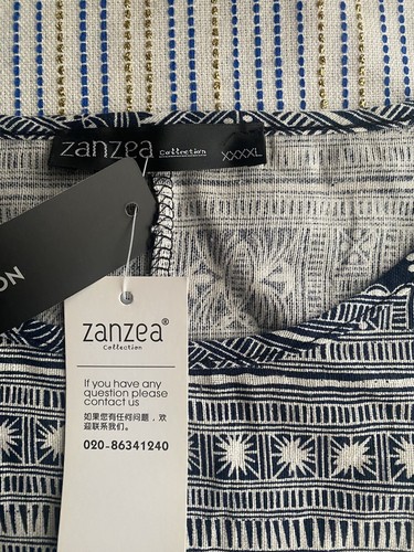 Zanzea Knit Maxi Dress Cotton Navy Blue/ White Short Sleeve Sz 4X NWT - Picture 6 of 9