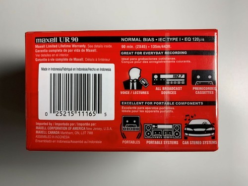 Bande cassette Maxell UR 90 (5 pièces) biais normal 108562 / bande audio 90 minutes - NEUVE - Photo 4/10