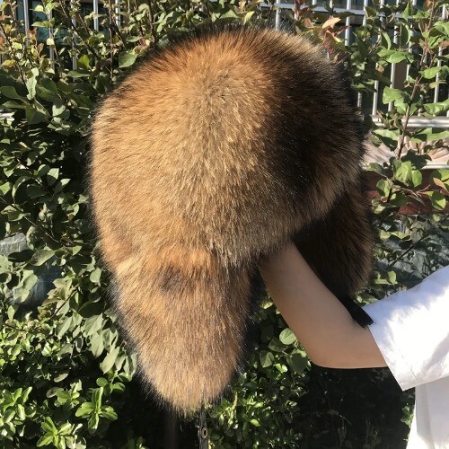 2024 NEW Cap 100% Raccoon Hat Full Fur Fox Hat Men's Fur Ear Protetion Winter - Bild 11 von 23