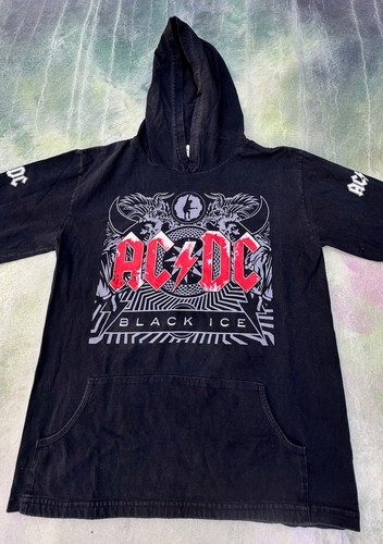 Felpa con cappuccio vintage RARA AC/DC nera ghiaccio doppio lato da uomo taglia M. - Foto 3 di 5