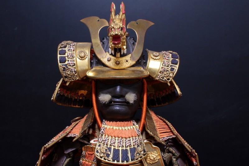 Japan Antique Gotaiten Kabuto Yoroi set armor menpo katana samurai ...