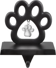 Dog Paw Christmas Stocking Holder, 3D Black Metal Stocking Holder with Pendant P
