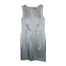 Ann Taylor Sheath Dress, Gray W/Slight Sheen, Sleeveless, Zips In Back, Size 10