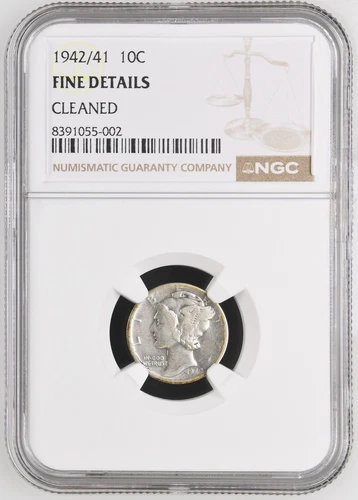 1942/41  10c ERROR Dime Mercury NGC FINE-DETAILS
