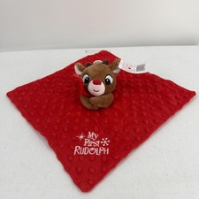 Rudolph Red Nosed Reindeer Lovey Rattle Security Blanket MY FIRST RUDOLPH 12x12