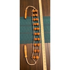 Vintage Wooden Roller Back Massager Manual Handheld Self Massage Tool 35 Inch