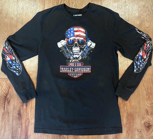 Harley Davidson T-Shirt Saguaro Tucson Size S Black Long Sleeve Biker Skull USA - Picture 3 of 8