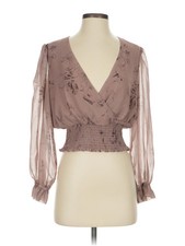 Elie Tahari Women Brown 3/4 Sleeve Blouse S