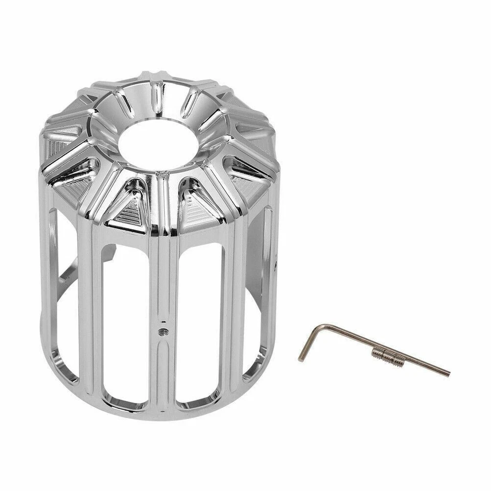 Tapa de filtro de aceite de aluminio CNC cromado para Harley Softail Dyna Fatboy Foto 4 de 4