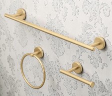 Allen Roth Harlow 3-Piece Bath Hardware Kit Brushed Gold Finish 18" Towel Bar