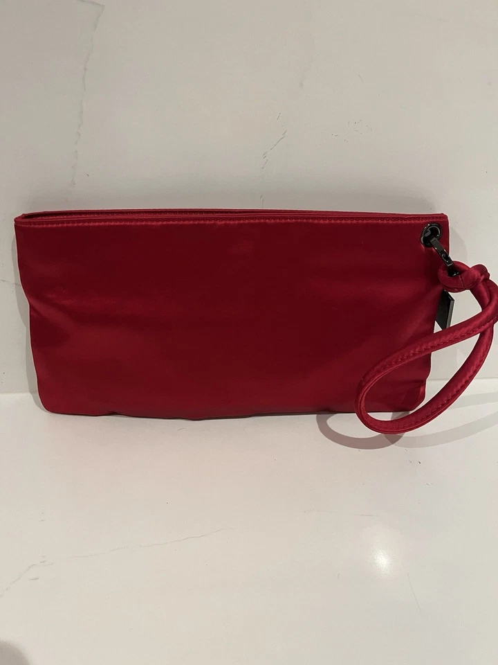 HERVE LEGER RED SATIN WRISTLET CLUTCH BAG - Image 2 of 4