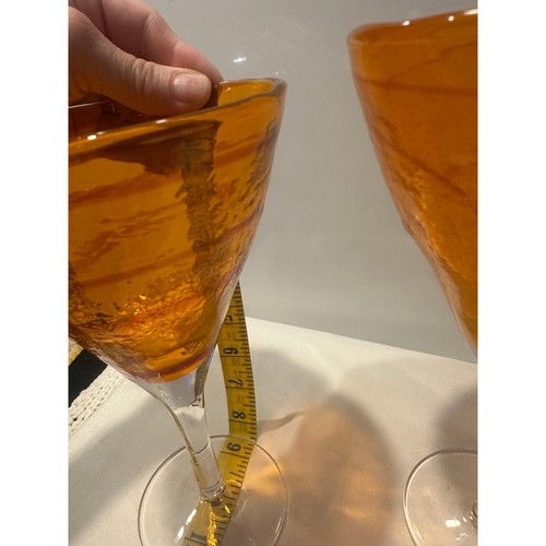 Pier 1 Orange Swirled Glass Martini, Margarita Cocktail Glass Handblown Vintage - Picture 8 of 10