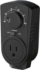 EconoHome Adjustable Thermostat - Universal Plugin Dial Control, Black 