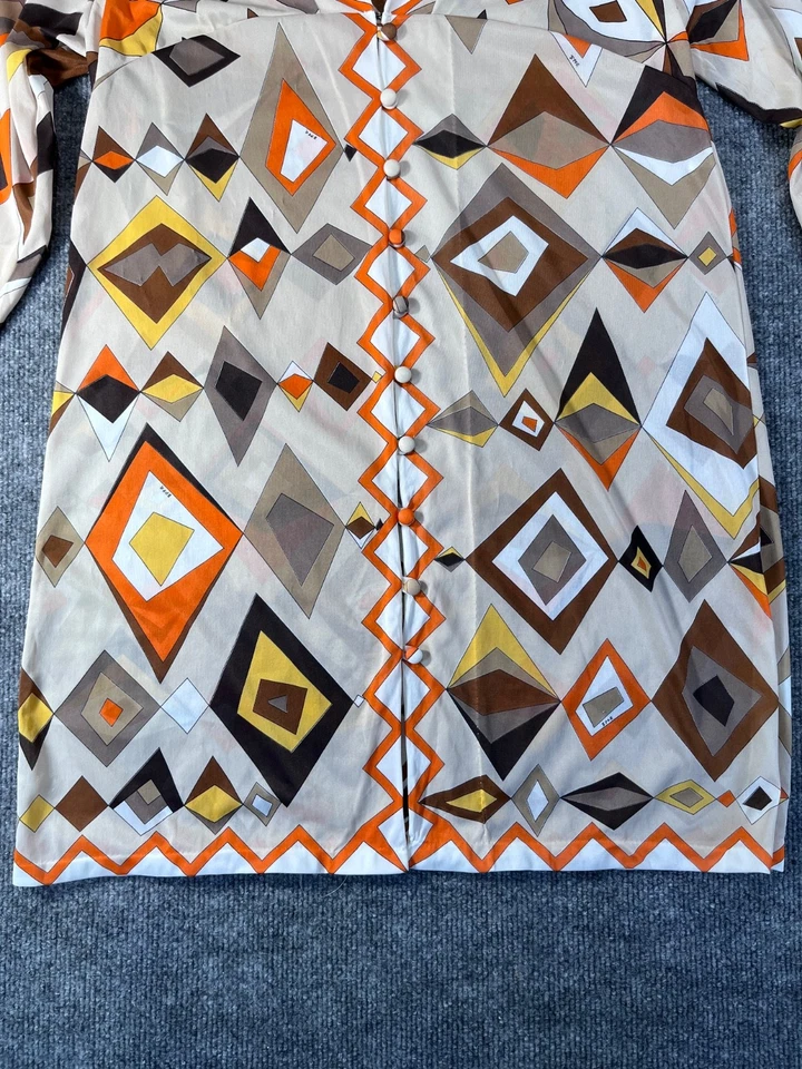 Vestido Mini Botón Vintage Años 60 Emilio Pucci Formas Salvajes Talla S 10-12 EE. UU. Foto 2 de 4