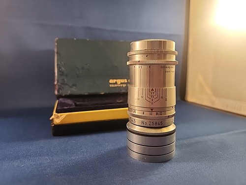 Argus Tele-Sandmar 100mm F:4.5 Telephoto Lens for C3 NO. 25845 W/Box Vintage - Picture 5 of 10