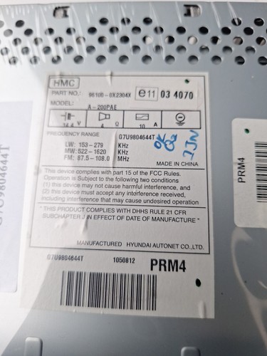 Genuine Hyundai i10 2007-2010 Car Stereo CD Multimedia Head Unit 961000X2304X - Picture 6 of 7