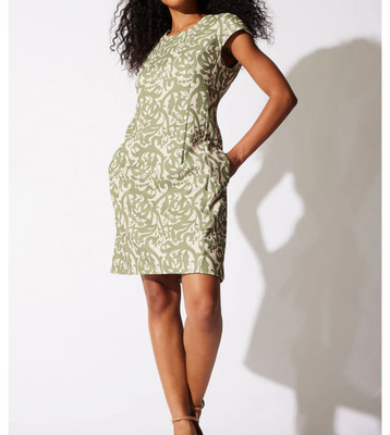 N NATORI ART NOUVEAU SCROLL SHIFT DRESS SIZE 10