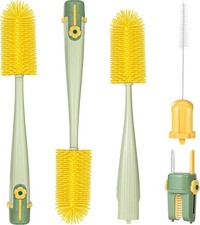 2 Pack Baby Bottle Brush 5 in 1 Travel Baby Bottle Brush Set Including Silicone