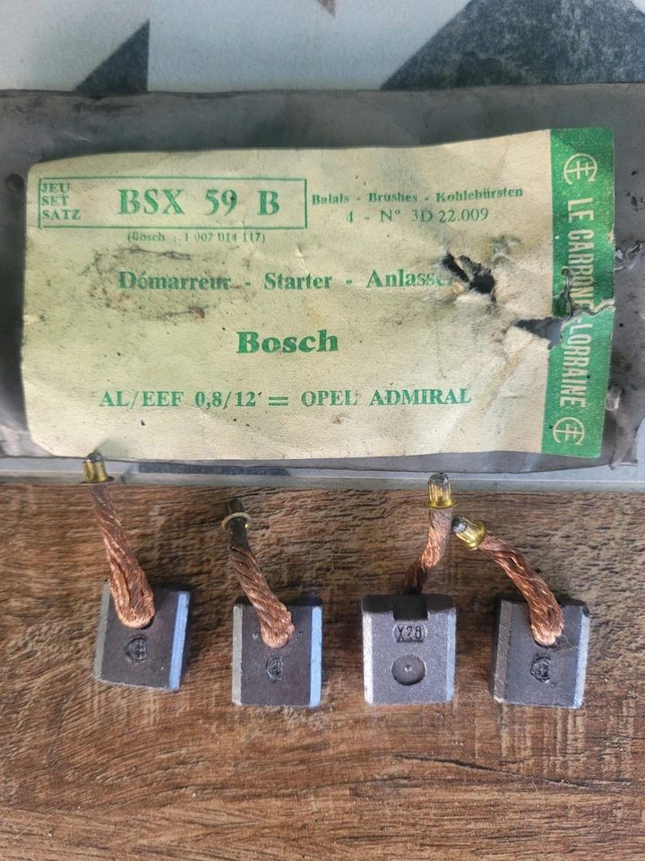 4 CHARBONS DEMARREUR BOSCH BSX 59B OPEL ADMIRAL BMW PORSCHE NSU FORD MERCEDES - Photo 1/1