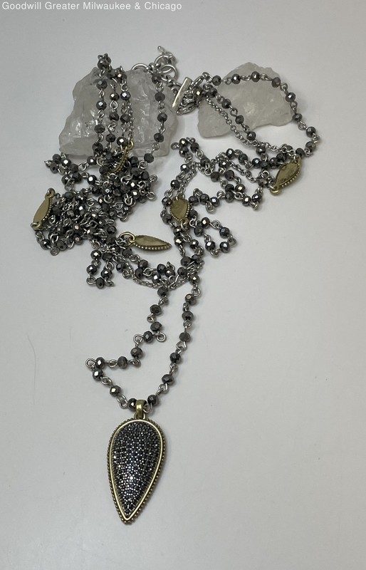 Lucky Brand Two Tone Rhinestone Multi Strand Necklace 60g