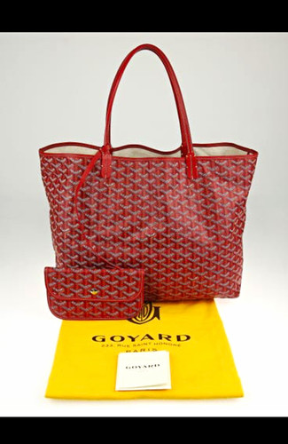 Goyard Saint Louis Large Red Goyardine Tote w/ Removable Pouch Dust Bag Card
