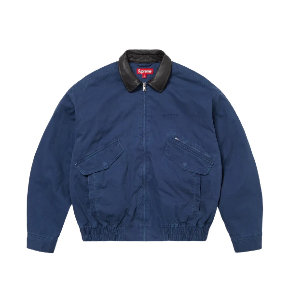 Veste utilitaire col cuir suprême bleu marine   24FW