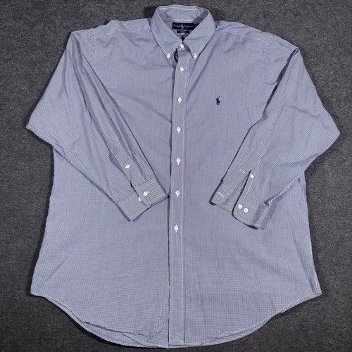 Ralph Lauren Yarmouth Size 17 32/33 Blue Gingham Long Sleeve Button Up Shirt - Bild 2 von 7