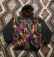 Vtg Starter Puffer Hooded Jacket DJ Jazzy Jeff Picasso Mens Large SUPER RARE EUC